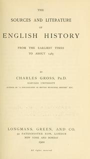 Cover of: The sources and literature of English history from the earliest times to about 1485.