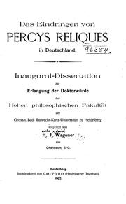 Cover of: Das eindringen von Percys Reliques in Deutschland ...