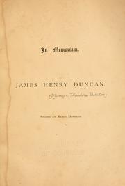 Cover of: In memoriam:  James Henry Duncan ... by Theodore Thornton Munger