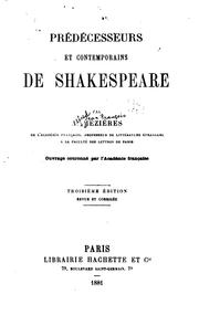 Cover of: Prédécesseurs et contemporains de Shakspeare by Alfred Mézières