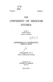 Contributions to a psychological theory of music by Max Friedrich Meyer