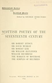 Cover of: Scottish poetry of the seventeenth century. | 