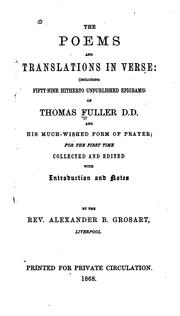 Cover of: The poems and translations in verse by Thomas Fuller