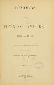 Cover of: Record of the town of Amherst from 1735 to 1788.