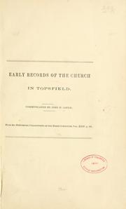Cover of: Early records of the church in Topsfield by John H. Gould