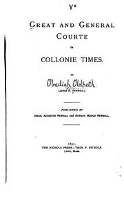 Cover of: Ye great and general courte in collonie times.