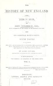 Cover of: The history of New England from 1630 to 1649 by Winthrop, John