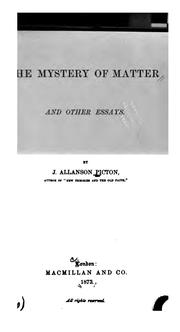 Cover of: The mystery of matter, and other essays. by J. Allanson Picton