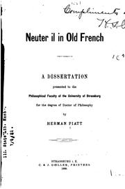 Cover of: Neuter il in old French.