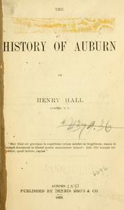 Cover of: The history of Auburn