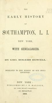 Cover of: The early history of Southampton, L. I., New York: with genealogies.