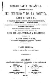 Cover of: Bibliografía española contemporánea del derecho y de la política ...: Guía de los juristas y políticos