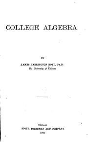 Cover of: College algebra