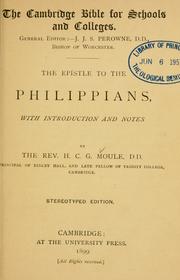 Cover of: The Epistle to the Philippians by with introduction and notes by the Re.H.C.Moule.