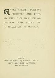 Cover of: Early English poetry