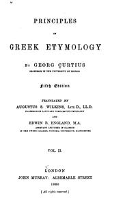 Cover of: Principles of Greek etymology