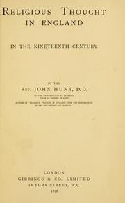 Religious thought in England in the nineteenth century