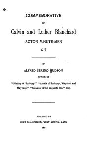 Cover of: Commemorative of Calvin and Luther Blanchard, Acton minute-men 1775