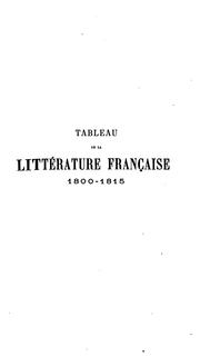 Cover of: Tableau de la littérature française 1800-1815. by Gustave Merlet