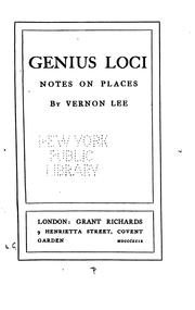 Cover of: Genius loci by Vernon Lee