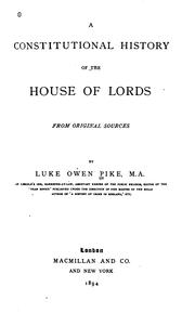 Cover of: A constitutional history of the House of Lords