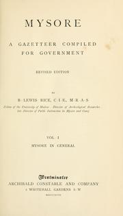 Cover of: Mysore: a gazetteer compiled for government.