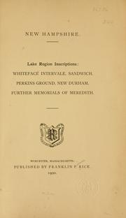 New Hampshire, lake region inscriptions by Franklin P. Rice