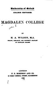 Cover of: Magdalen College