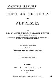 Cover of: Popular lectures and addresses by William Thomson Kelvin