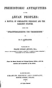 Cover of: Prehistoric antiquities of the Aryan peoples by Otto Schrader
