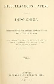 Cover of: Miscellaneous papers relating to Indo-China. by Rost, Reinhold
