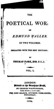 Cover of: Poetical works of Edmund Waller.