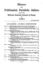 Cover of: Elenco delle pubblicazioni periodiche italiane ricevute dalla biblioteca nel 1891.