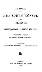 Cover of: Theorie der musischen Künste der Hellenen by August Rossbach
