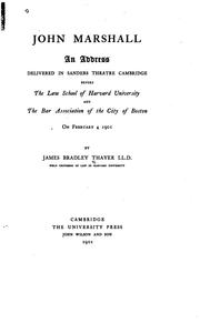 Cover of: John Marshall by James Bradley Thayer, James Bradley Thayer