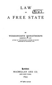 Cover of: Law in a free state