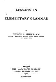 Cover of: Lessons in elementary grammar.