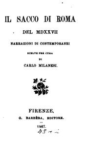 Cover of: Il sacco di Roma del MDXXVII: narrazioni di contemporanei
