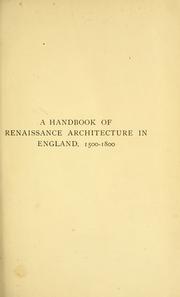 Cover of: A short history of renaissance architecture in England, 1500-1800.