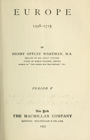 Cover of: Europe 1598-1715. by Henry Offley Wakeman