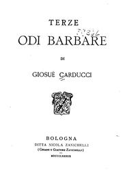 Cover of: Terze odi barbare
