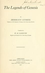 Cover of: The legends of Genesis by Hermann Gunkel