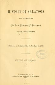 Cover of: History of Saratoga: an address ... delivered at Schuylerville, N.Y., July 4, 1876