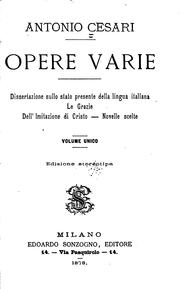 Cover of: Opere varie ... by Antonio Cesari, Antonio Cesari