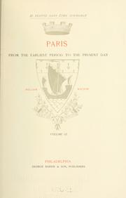 Cover of: Paris from the earliest period to the present day