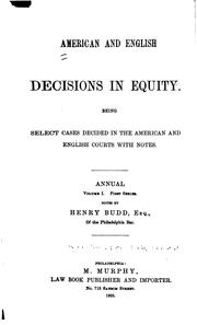 Cover of: American and English decisions in equity.