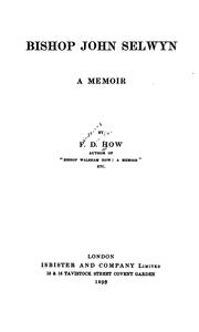 Cover of: Bishop John Selwyn, a memoir