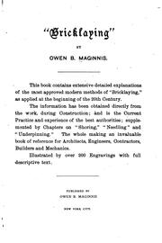 Cover of: "Bricklaying," by Owen B. Maginnis
