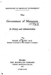 Cover of: The government of Minnesota: its history and administration