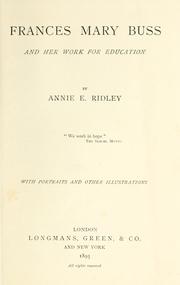 Cover of: Frances Mary Buss and her work for education